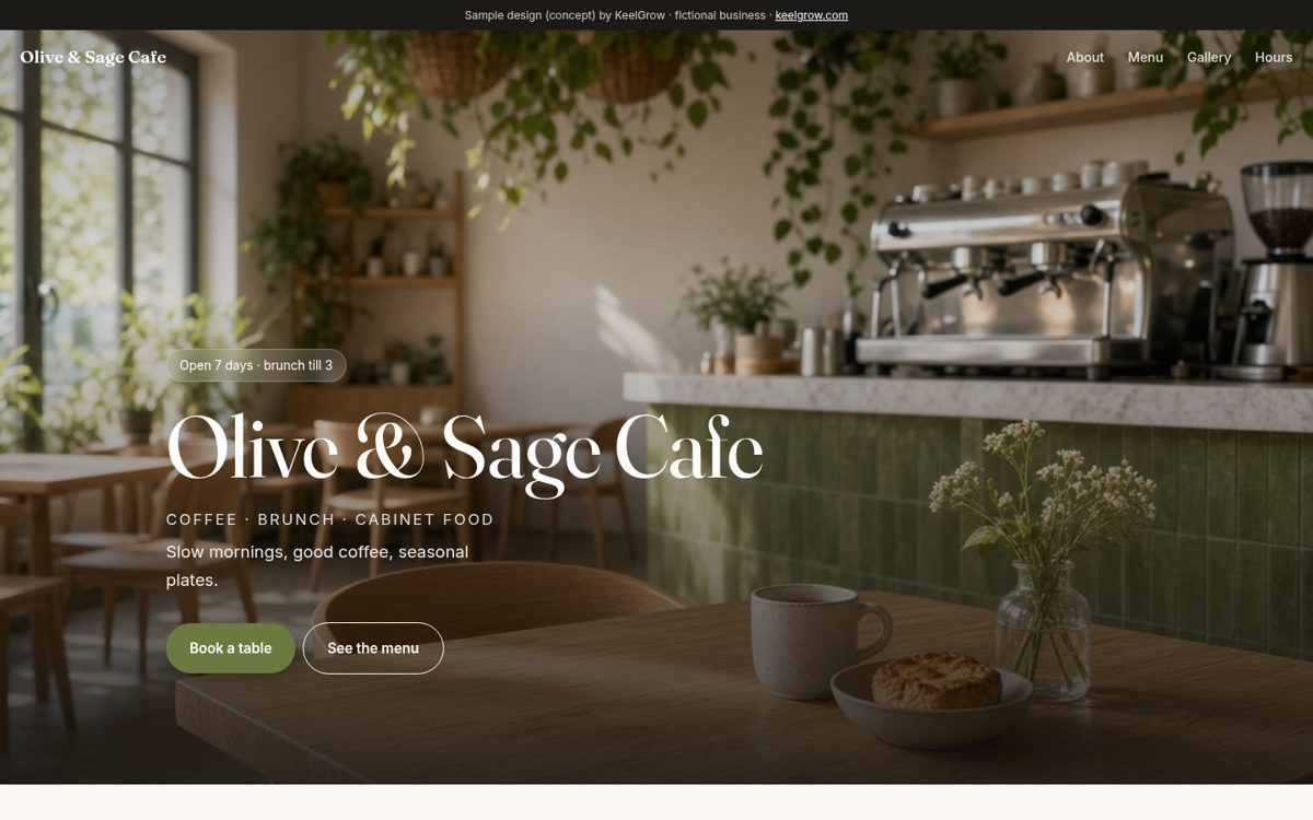 Sample design (concept), fictional brand, desktop view